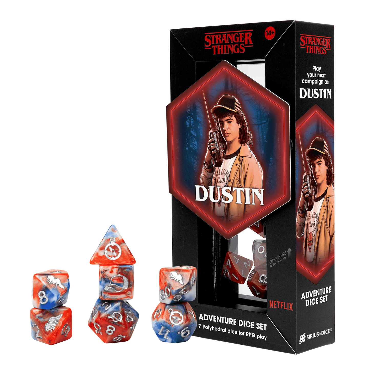 7 - Set Stranger Things Adv Dice Dustin - Con T de Tlacuache - Con T de Tlacuache