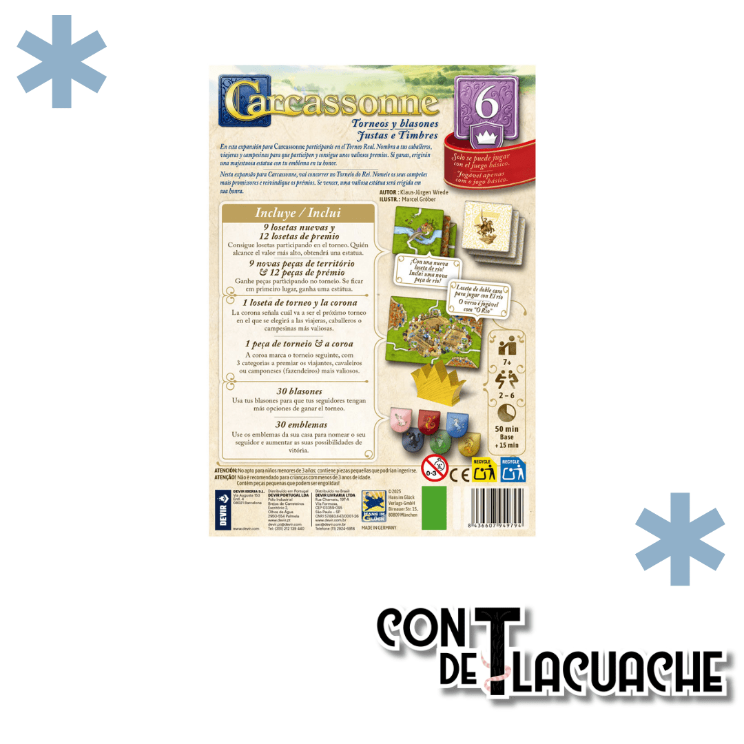 Carcassonne Expansión 6: Torneos y Blasones | Devir - Con T de Tlacuache - Devir