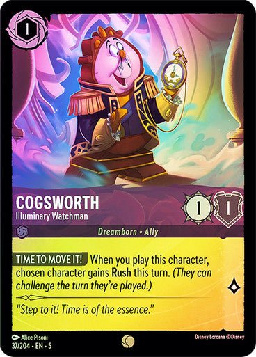 Cogsworth - Illuminary Watchman (Cold Foil ) - Con T de Tlacuache - Ravensburger