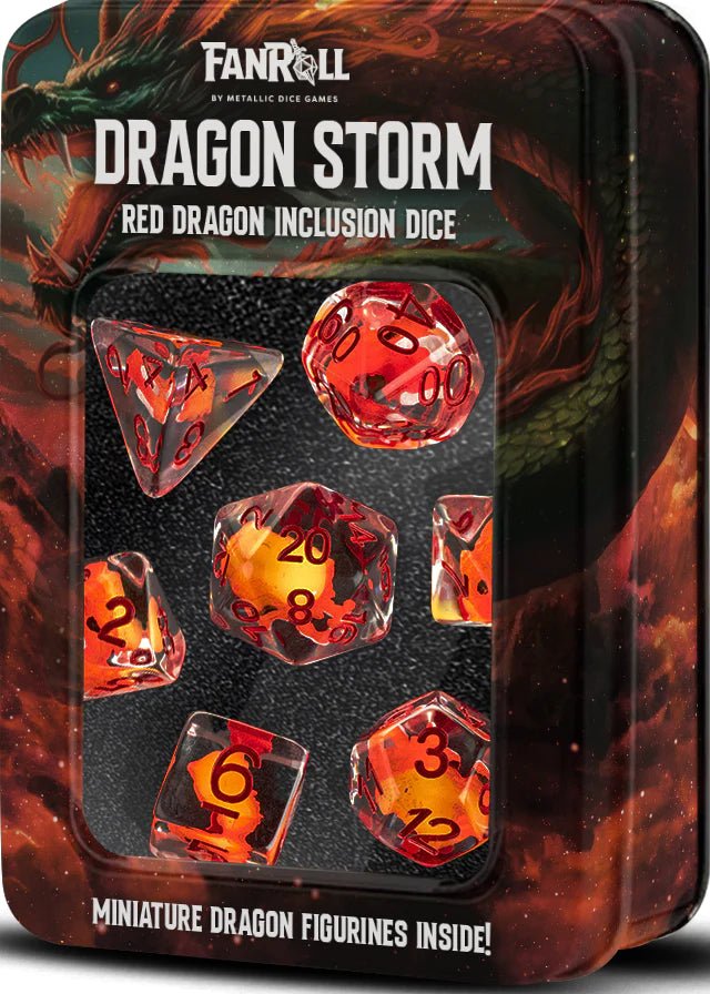 Dice Set 7 Red Dragon Inclusion | Fanroll - Con T de Tlacuache - Con T de Tlacuache