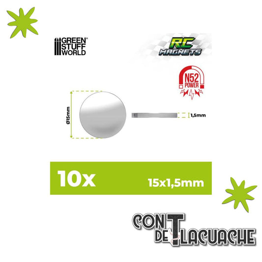 Imanes Neodimio / Neodymium Magnets 15x1,5mm for RC cars (pack x10) | Green Stuff World - Con T de Tlacuache - Green Stuff World
