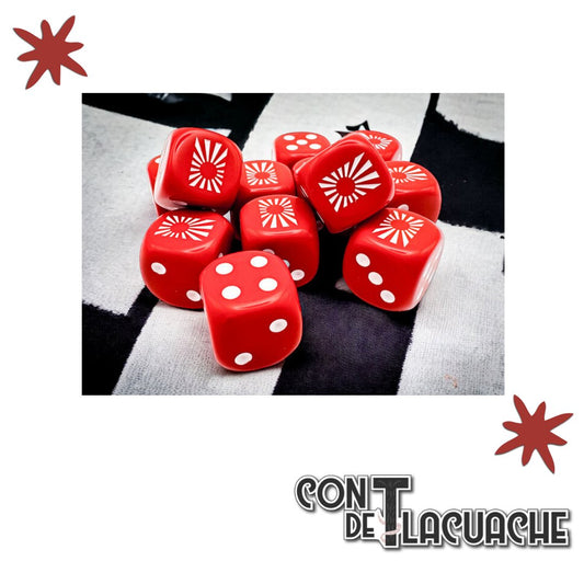 Japan War Dice Opaque Red/white 16mm d6 Dice Block (12 dice) | Chessex - Con T de Tlacuache - Con T de Tlacuache