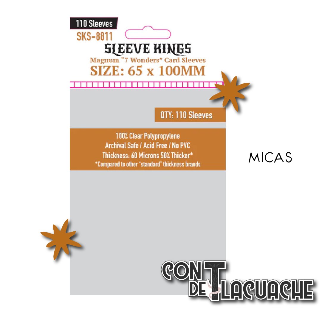 Magnum 7 Wonders Card Sleeves (65x100mm) (110pzas) | Sleeve Kings - Con T de Tlacuache Magnum 7 Wonders Card Sleeves (65x100mm) (110pzas) | Sleeve Kings - Con T de Tlacuache