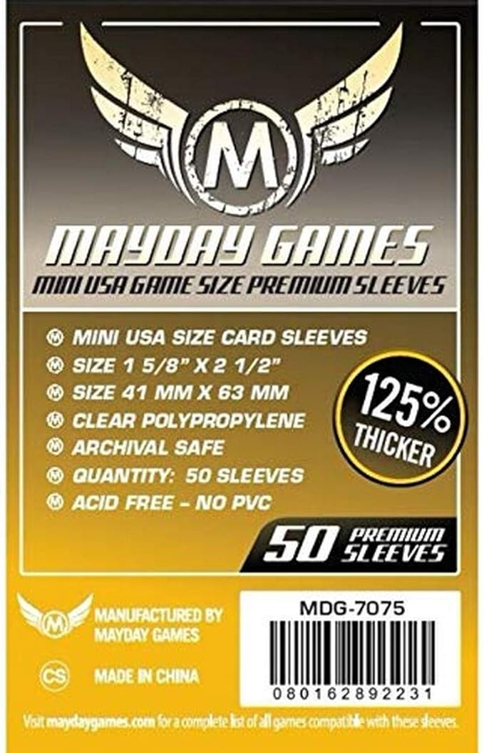 Mini Usa Micas 41mm x 63mm Premium Protection (50pzas) | Mayday Games - Con T de Tlacuache - Mayday Games