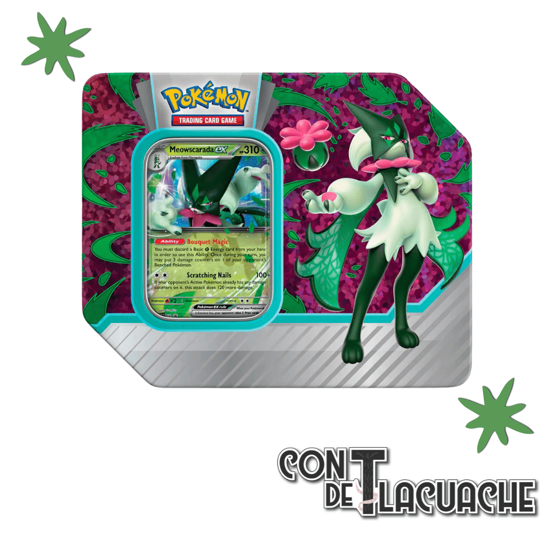 Paldean Partners Meowscarada Tin | Pokémon TCG - Con T de Tlacuache - Pokemon