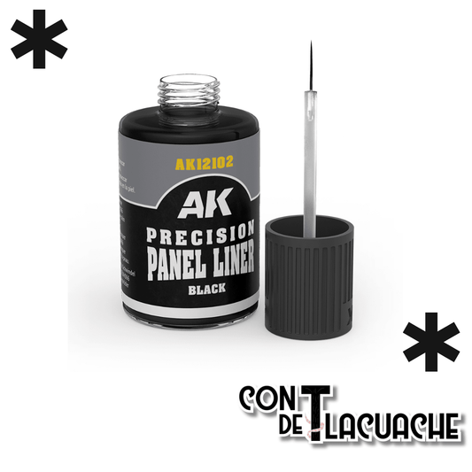 Precision Panel Liner Black 30 ml | AK Interactive - Con T de Tlacuache - AK Interactive