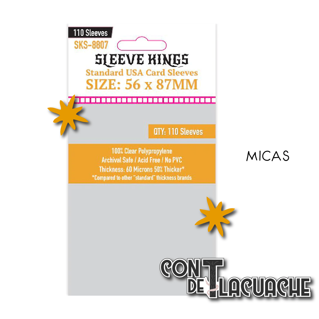 Standard USA Card Sleeves (56x87mm) (110pzas) | Sleeve Kings - Con T de Tlacuache - Sleeve Kings
