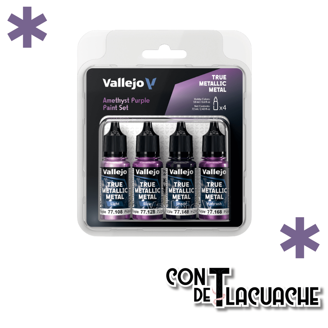 True Metallic Metal Amethyst Purple Color Set (4) | Vallejo - Con T de Tlacuache - Vallejo