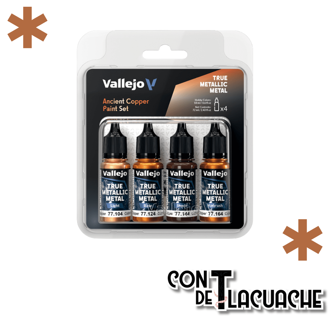 True Metallic Metal Ancient Copper Color Set (4) | Vallejo - Con T de Tlacuache - Vallejo