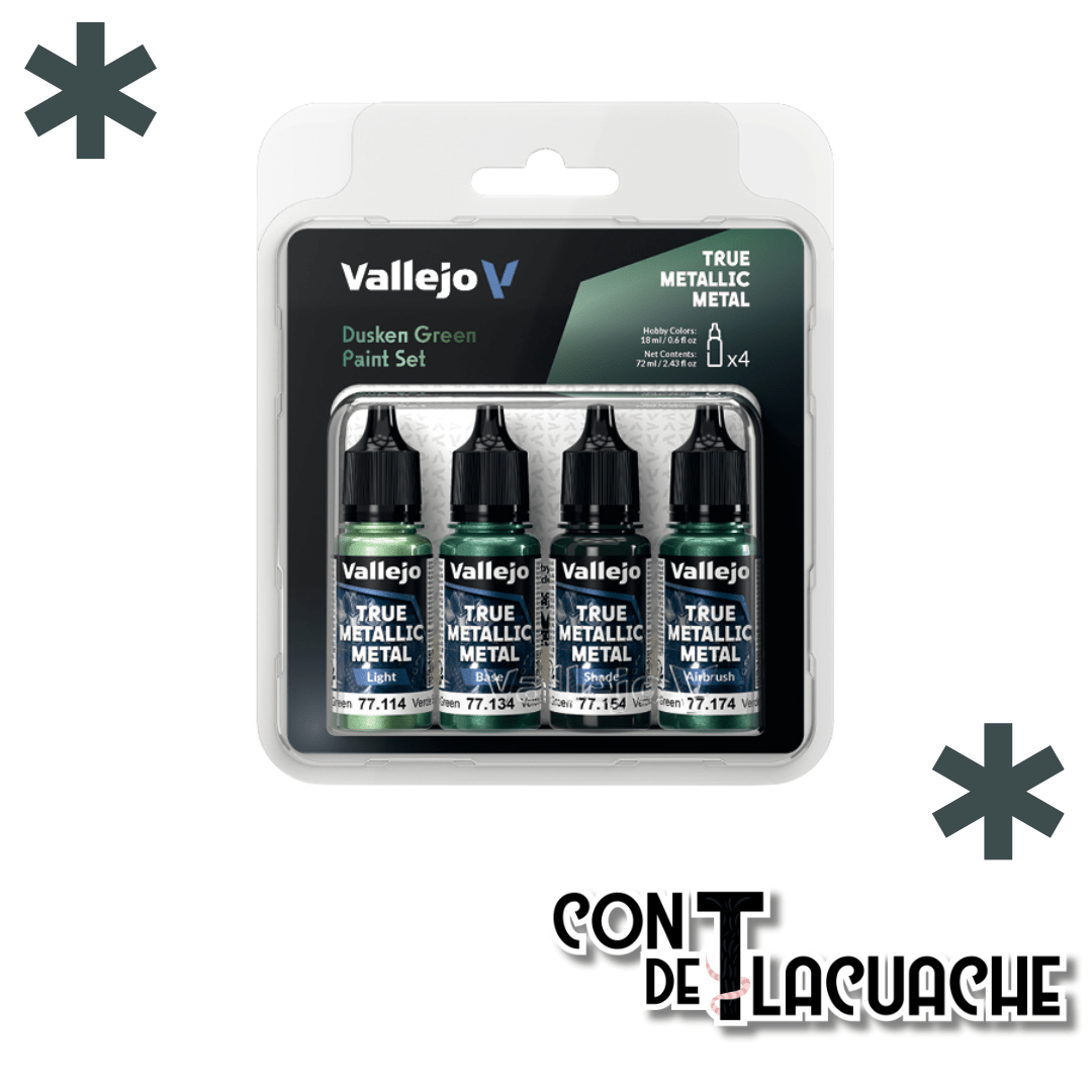 True Metallic Metal Dusken Green Color Set (4) | Vallejo - Con T de Tlacuache - Vallejo
