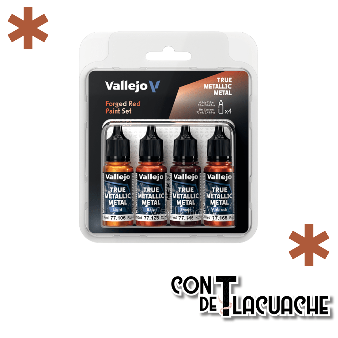 True Metallic Metal Forged Red Color Set (4) | Vallejo - Con T de Tlacuache - Vallejo