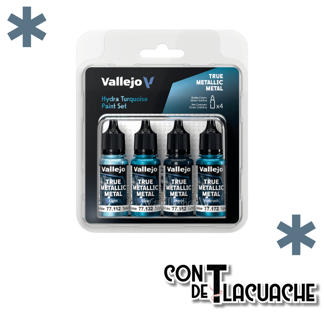 True Metallic Metal Hydra Turquoise Color Set (4) | Vallejo - Con T de Tlacuache - Vallejo