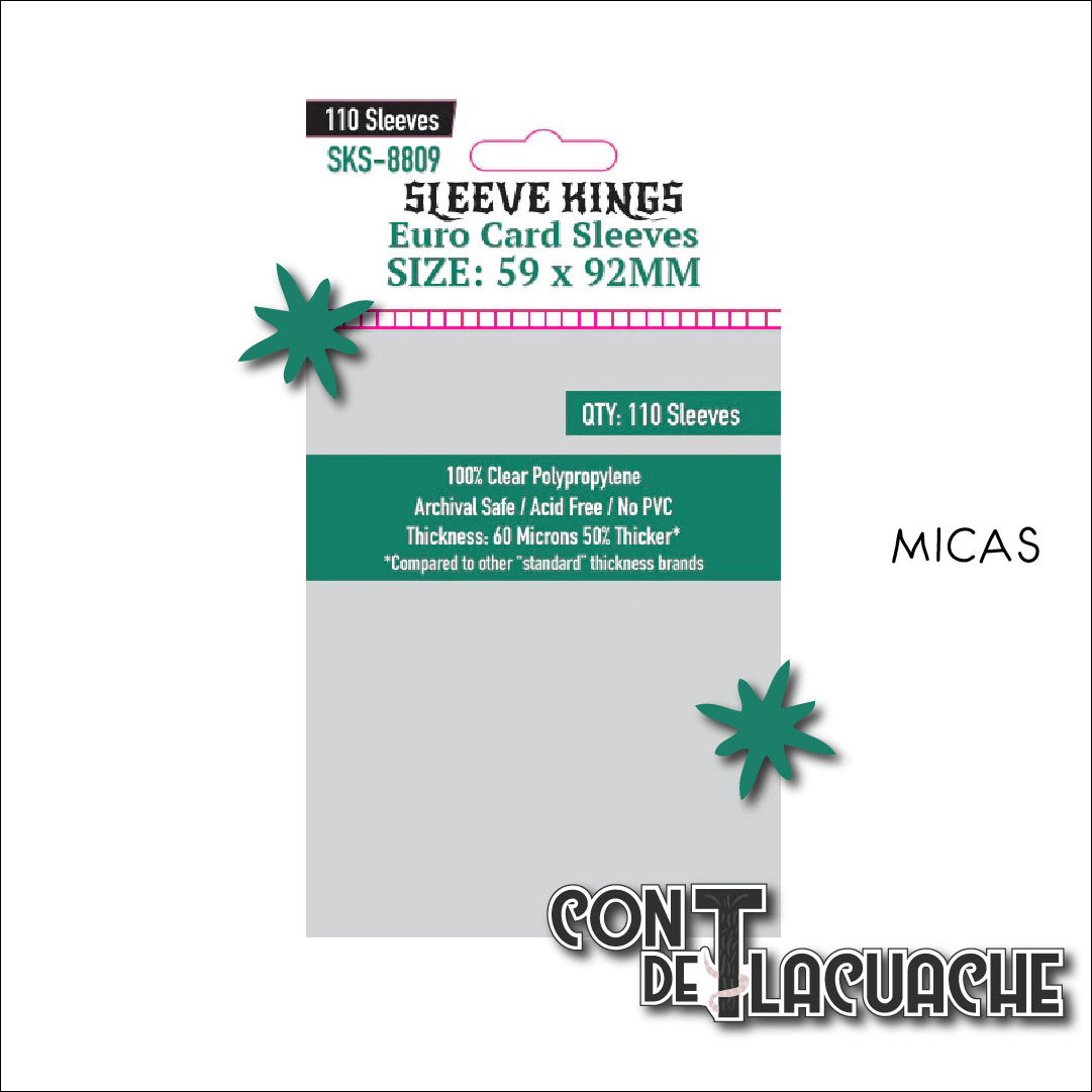 Sleeve Kings Euro Card Sleeves (59x92mm) (110pzas) | Sleeve Kings - Con T de Tlacuache - Sleeve Kings