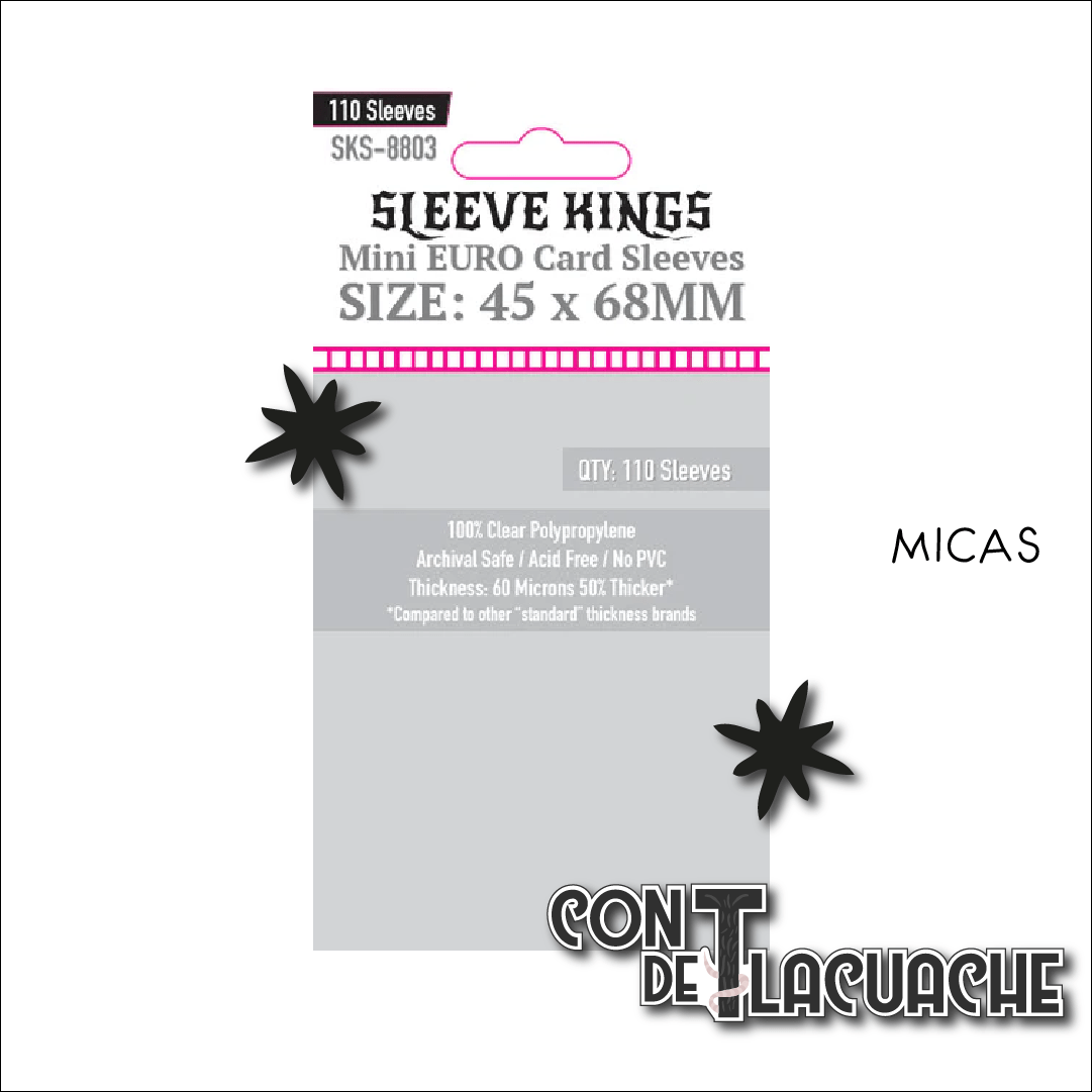 Sleeve Kings Mini Euro Card Sleeves (45x68mm) (110pzas) | Sleeve Kings - Con T de Tlacuache - Sleeve Kings