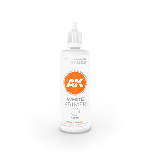 3G White Primer 100ml | Ak Primer - Con T de Tlacuache - AK Interactive