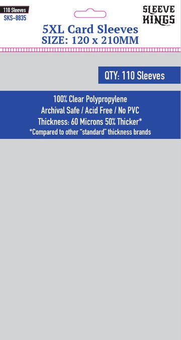 5XL Game Card Sleeves (120x210mm) 110 Pack | Sleeve Kings - Con T de Tlacuache - Sleeve Kings