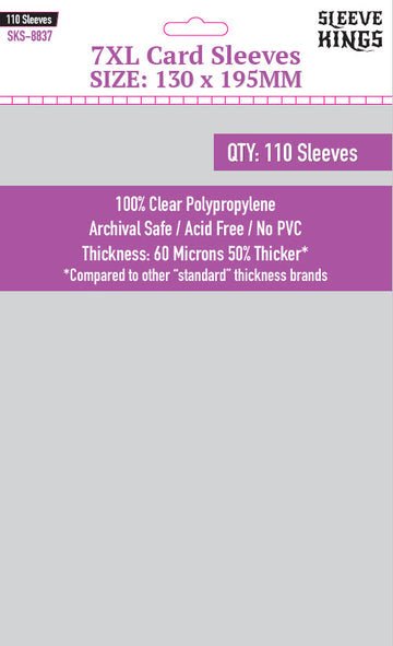 7XL Game Card Sleeves (130x195mm) 110 Pack | Sleeve Kings - Con T de Tlacuache - Sleeve Kings