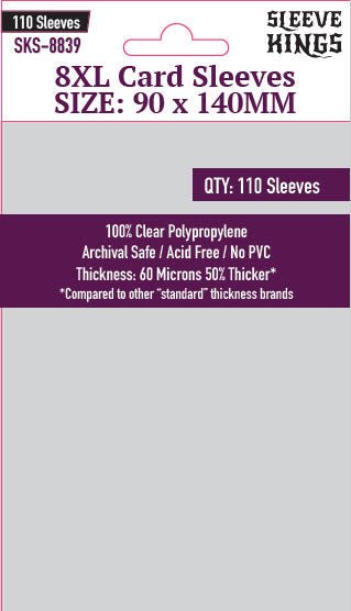 8XL Game Card Sleeves (90x140mm) 110 Pack | Sleeve Kings - Con T de Tlacuache - Sleeve Kings