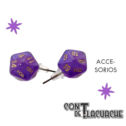 Stud Earrings Purple Mini d20 | Chessex