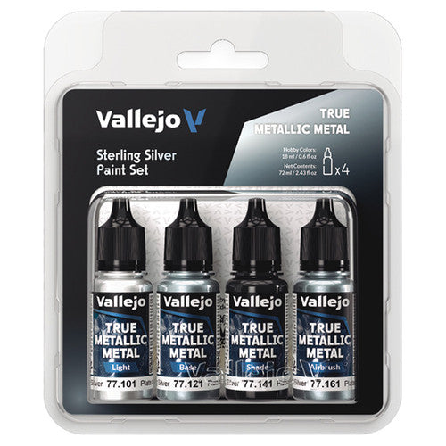 True Metallic Metal Sterling Silver Color Set (4) | Vallejo