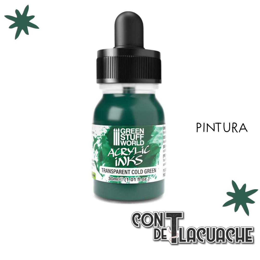 Acrylic Inks - TRANSPARENT COLD GREEN 30 ml | Green Stuff World - Con T de Tlacuache - Green Stuff World