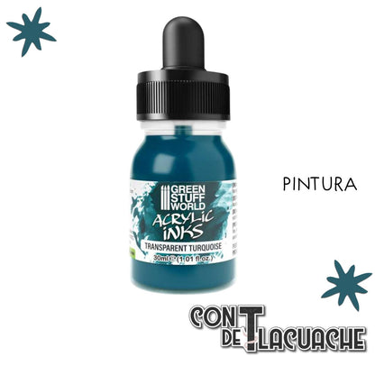 Acrylic Inks - TRANSPARENT TURQUOISE 30 ml | Green Stuff World - Con T de Tlacuache - Green Stuff World