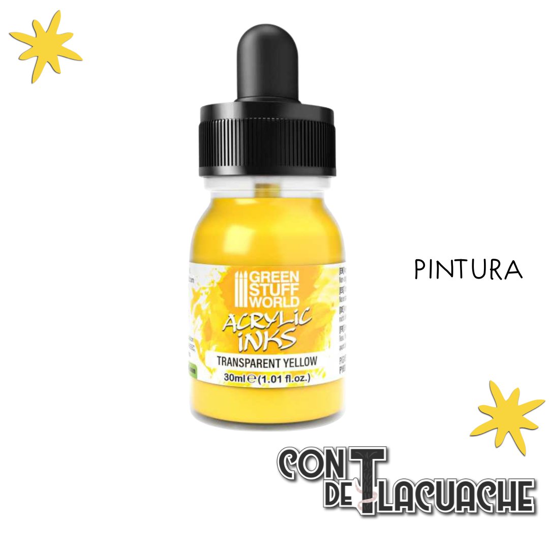 Acrylic Inks - TRANSPARENT YELLOW 30 ml | Green Stuff World - Con T de Tlacuache - Green Stuff World