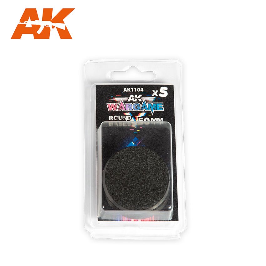 AK Interactive Plastic Wargame Bases. Round Base 50mm (5 Units) - Con T de Tlacuache - Ak Interactive
