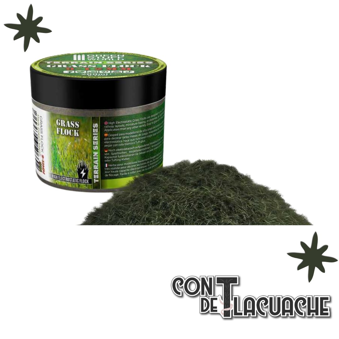 Cesped Electrostatico / Grass Flock - DARK GREEN MARSH 9 - 12mm (200ml) | Green Stuff World - Con T de Tlacuache - Green Stuff World