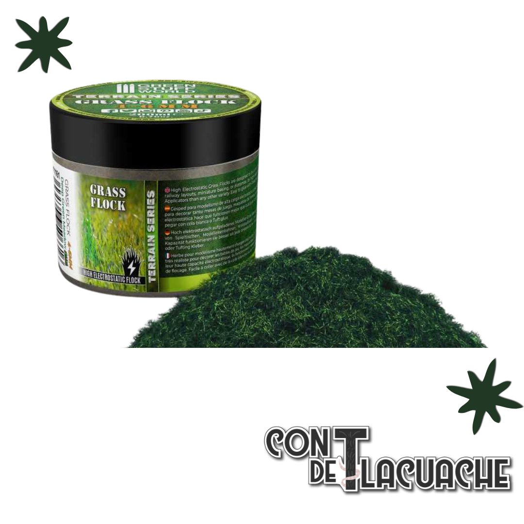 Cesped Electrostatico / Grass Flock - DEEP GREEN MEADOW 4 - 6mm (200ml) | Green Stuff World - Con T de Tlacuache - Green Stuff World