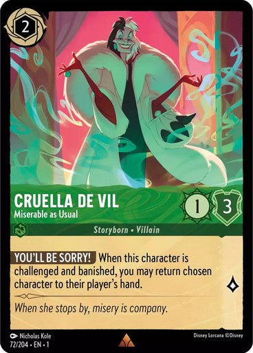 Cruella de Vil - Miserable As Usual ( Non - foil ) - Con T de Tlacuache - Ravensburger