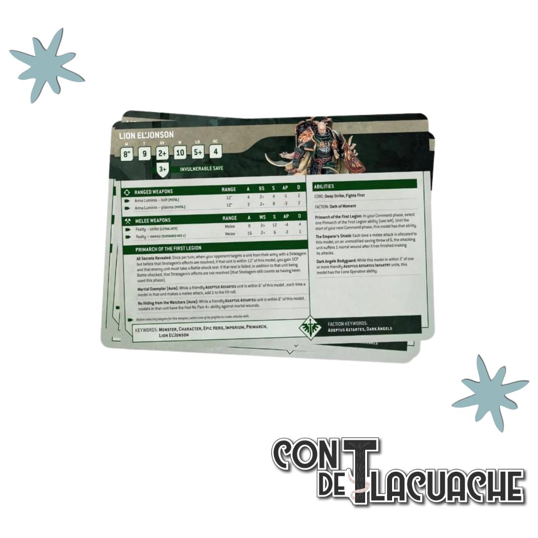 Datasheet Cards: Dark Angels (Eng) | Games Workshop - Con T de Tlacuache - Games Workshop