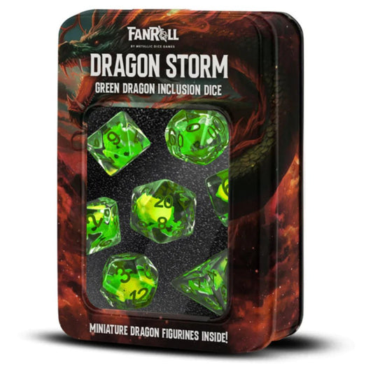 Dice Set 7 Green Dragon Inclusion | Fanroll - Con T de Tlacuache - Con T de Tlacuache