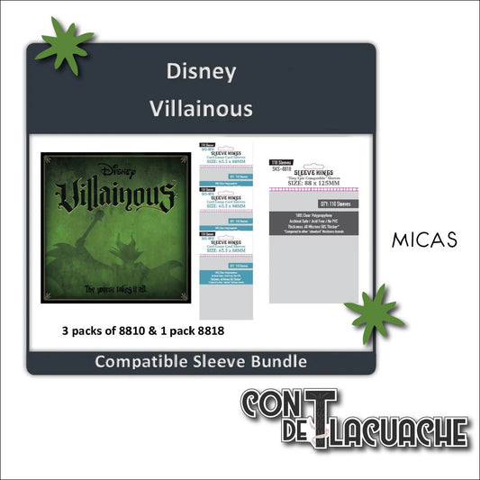 Disney Villainous Combo de Micas (8810X3 + 8818X1) | Sleeve Kings - Con T de Tlacuache - Sleeve Kings