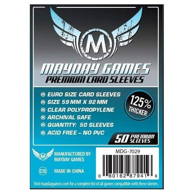 Euro Card Sleeves (59x92mm) Premium Protection (50pzas) | Mayday Games - Con T de Tlacuache - Mayday Games