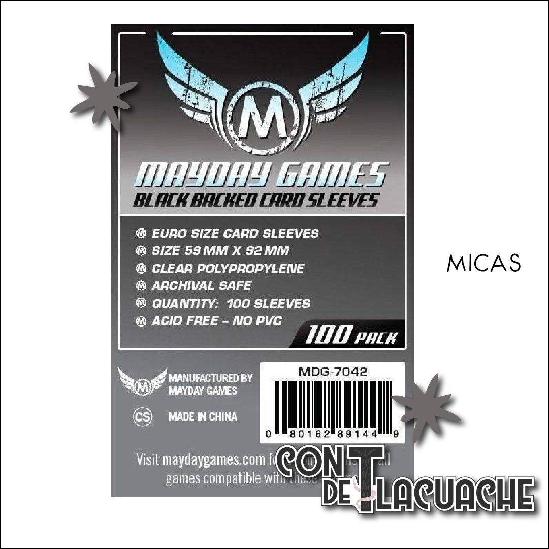 Euro Card Sleeves (59x92mm) Standard Protection Black Backed (100pzas) |  Mayday Games