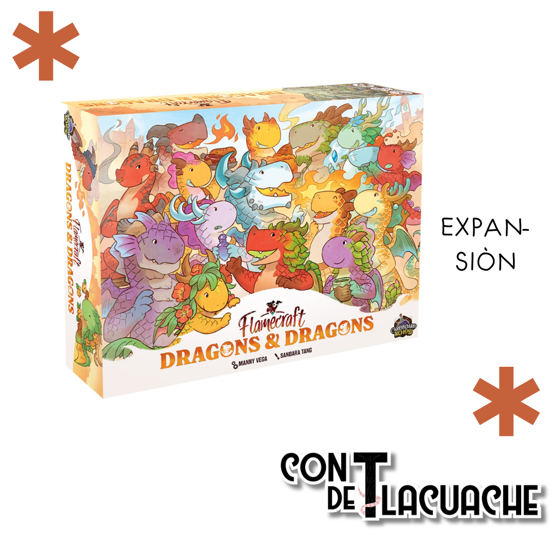 Flamecraft: Dragons & Dragons - Expansión | Cardboard Alchemy - Con T de Tlacuache - Cardboard Alchemy