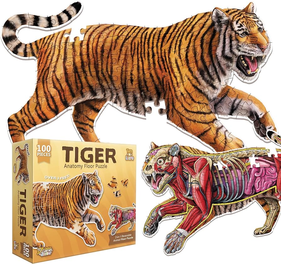 Floor Puzzle Tiger 100 pz | Genius Games Junior - Con T de Tlacuache - Con T de Tlacuache