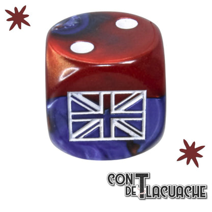 Great Britain War Dice Gemini Blue - Red/white 16mm d6 Dice Block (12 dice) | Chessex - Con T de Tlacuache - Con T de Tlacuache