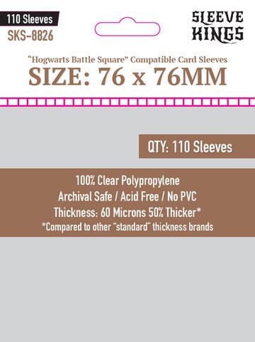 Hogwarts Battle Compatible Large Sleeves (76x76mm) 110 Pack | Sleeve Kings - Con T de Tlacuache - Sleeve Kings