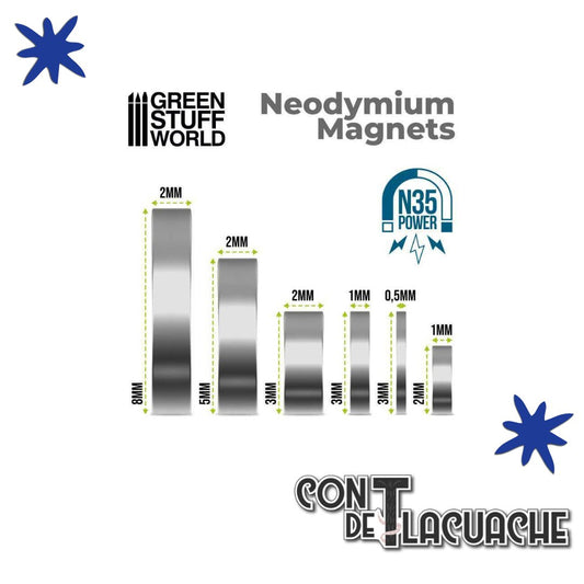 Imanes Neodimio 2x1mm - SET x50 / Neodymium Magnets 2x1mm - SET x50 (N35) | Green Stuff World - Con T de Tlacuache - Green Stuff World