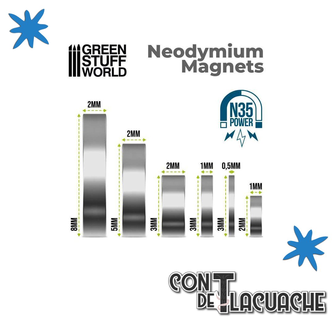 Imanes Neodimio 3x2mm - SET x50 / Neodymium Magnets 3x2mm - SET x50 (N52) | Green Stuff World - Con T de Tlacuache - Green Stuff World