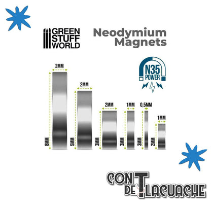Imanes Neodimio 3x2mm - SET x50 / Neodymium Magnets 3x2mm - SET x50 (N52) | Green Stuff World - Con T de Tlacuache - Green Stuff World