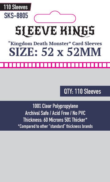 Kingdom Death Monster Game Card Sleeves (52x52mm) 110 Pack | Sleeve Kings - Con T de Tlacuache - Sleeve Kings