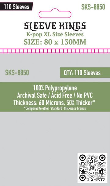 Kpop XL Size (80 x 130 MM) 110 Pack | Sleeve Kings - Con T de Tlacuache - Sleeve Kings