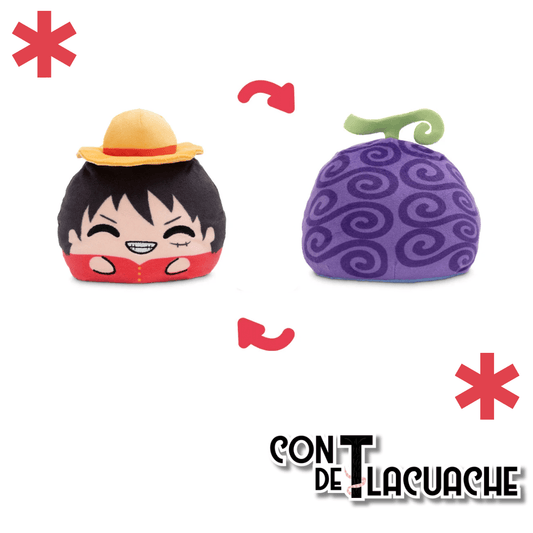 One Piece: Luffy & Devil Fruit 4" Reversible Plushie | TeeTurtle - Con T de Tlacuache - TeeTurtle