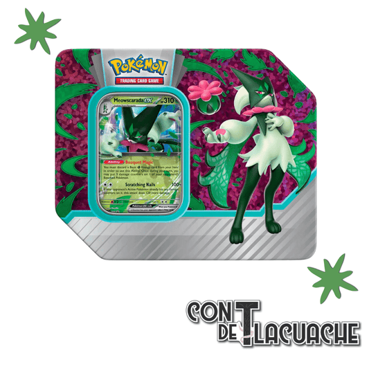 Paldean Partners Meowscarada Tin | Pokémon TCG - Con T de Tlacuache - Pokemon