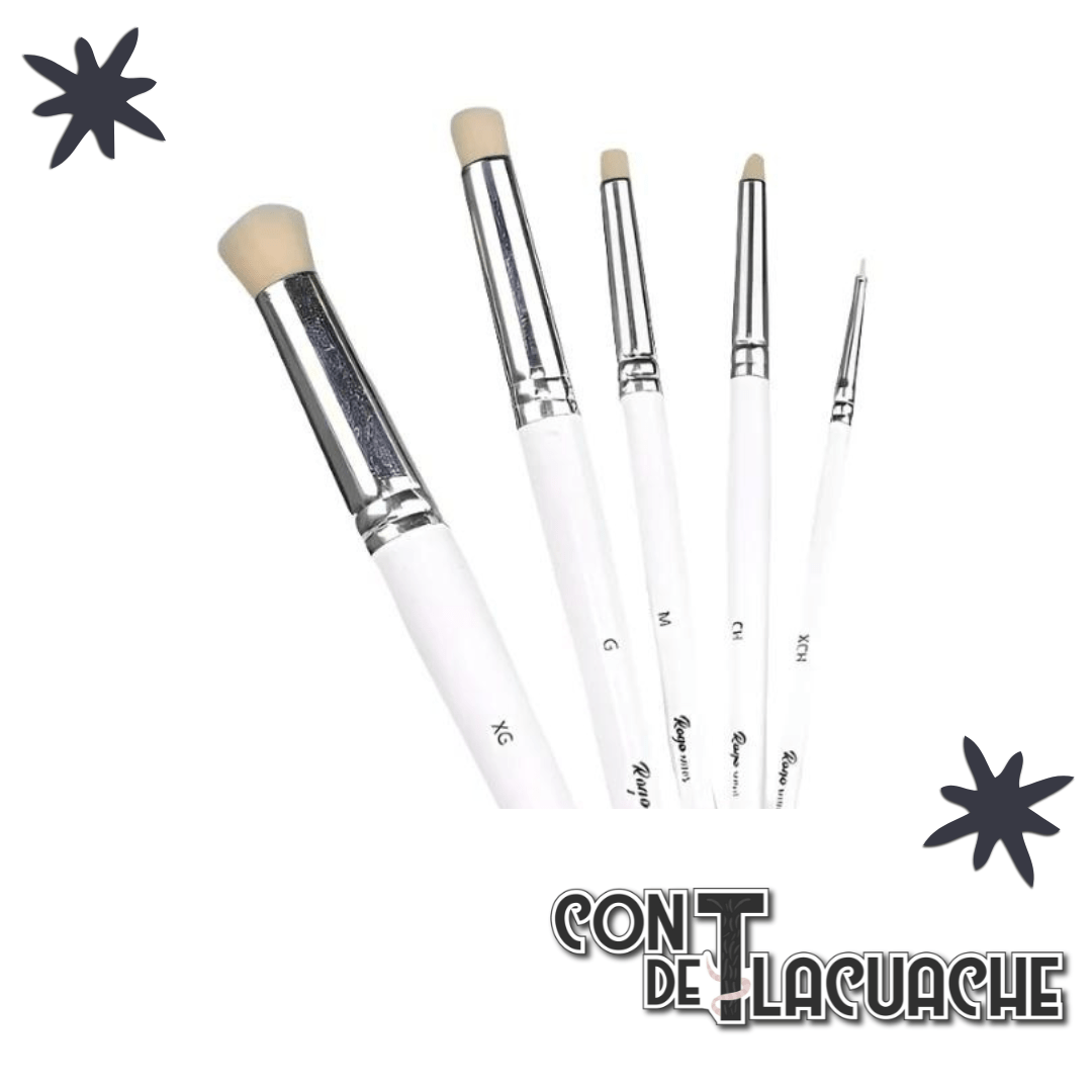 Pinceles secos 5 pzs | Rogo minis - Con T de Tlacuache - Rogo Minis