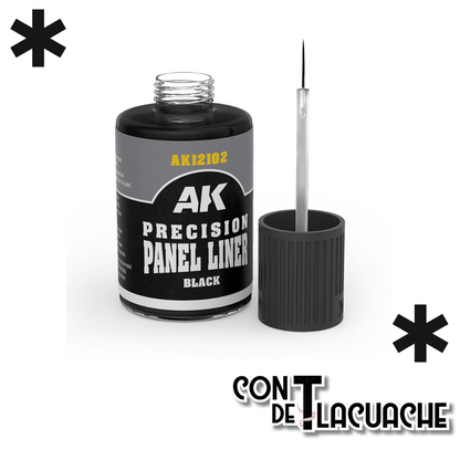 Precision Panel Liner Black 30 ml | AK Interactive - Con T de Tlacuache - AK Interactive
