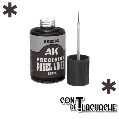 Precision Panel Liner Sepia 30 ml | AK Interactive - Con T de Tlacuache - AK Interactive
